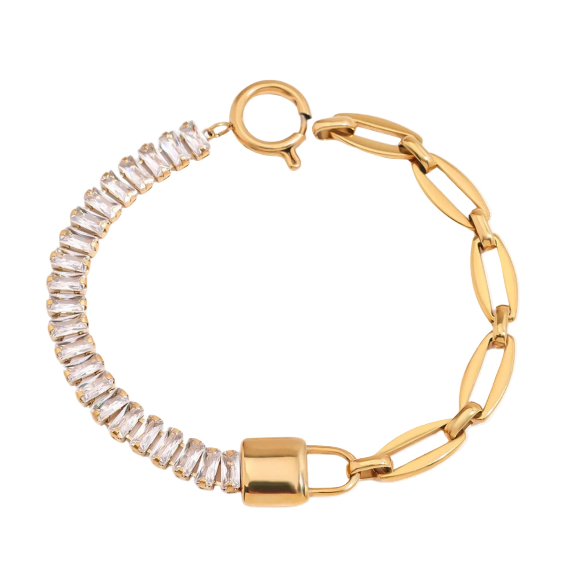 crystal link armband gold edelstahl kristall