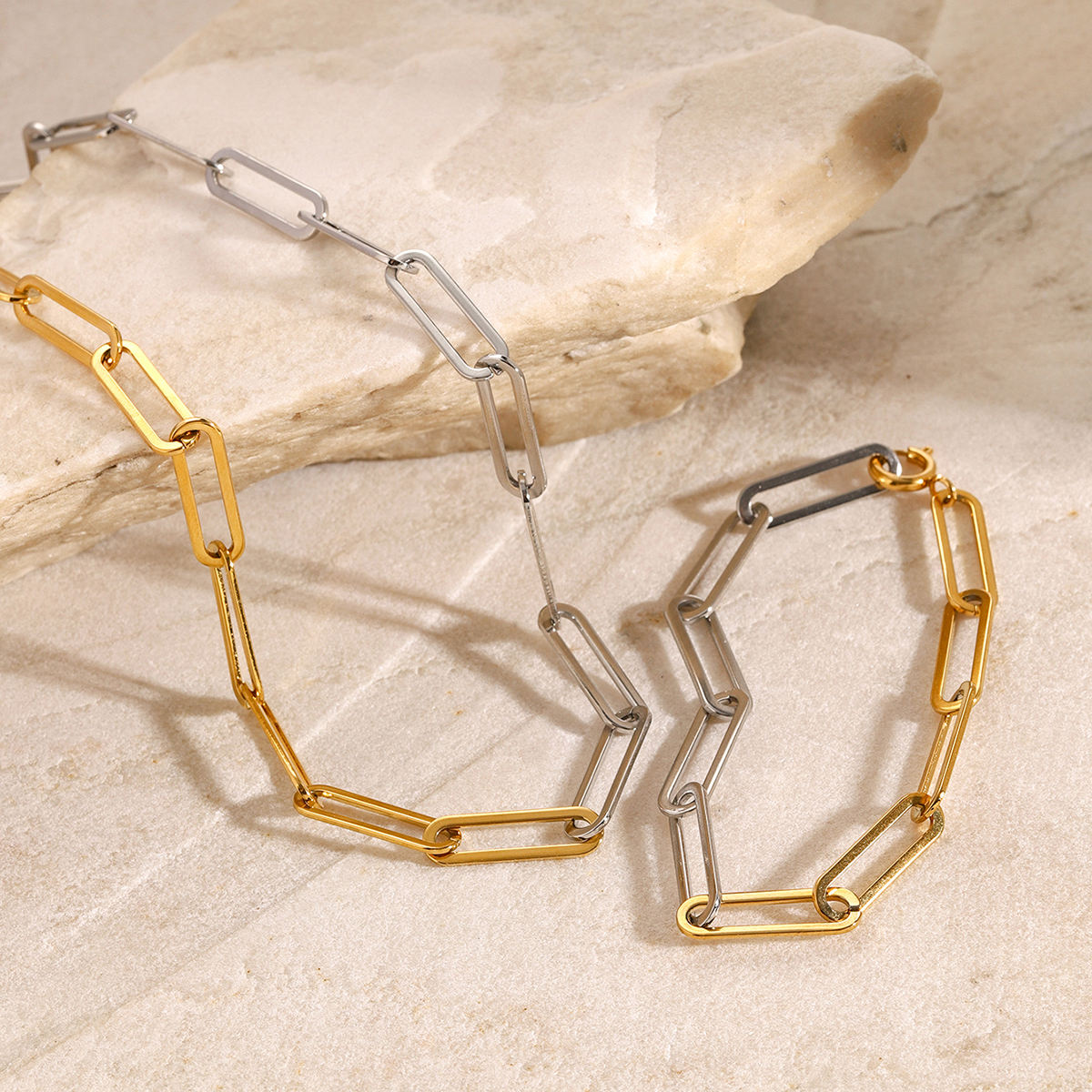 Modern Link Ketten-Set Gold & Silber