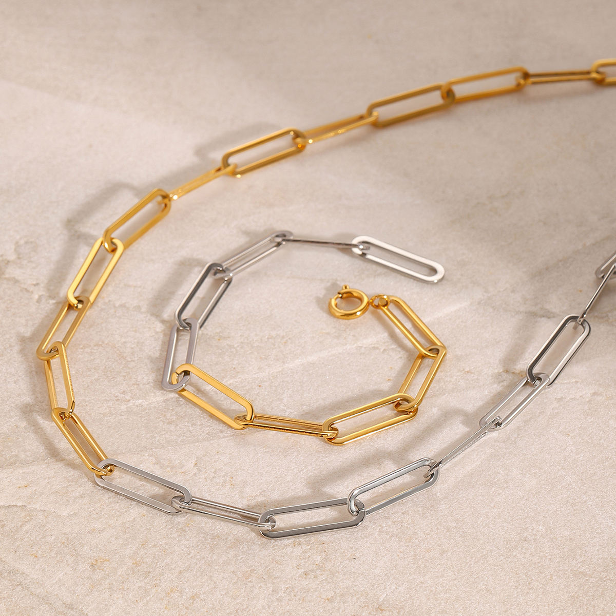 Modern Link Ketten-Set Gold & Silber
