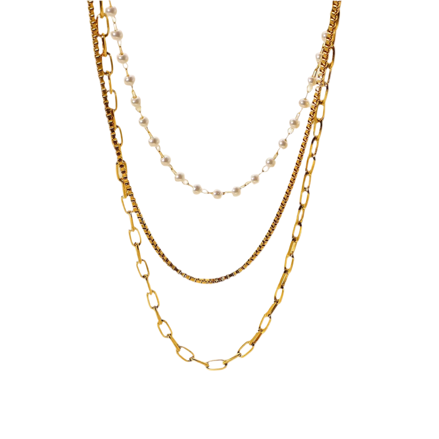 pearl harmony layered kette gold edelstahl vergoldet
