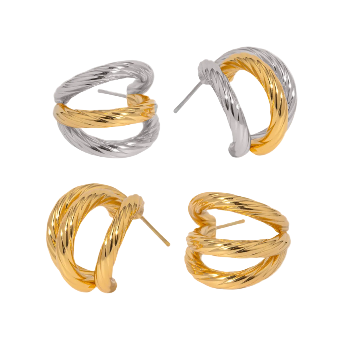 twist fusion ohrringe gold silber edelstahl 18k