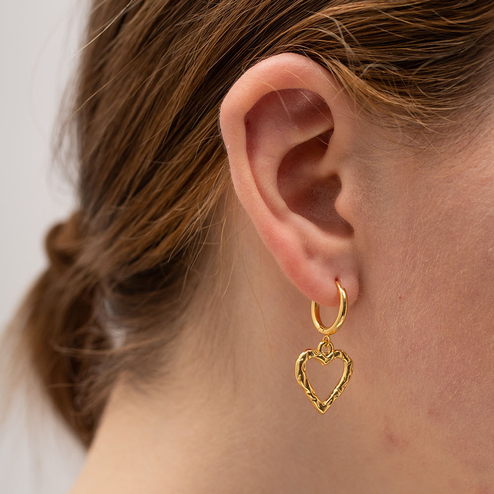 Golden Heart Hoops Ohrringe