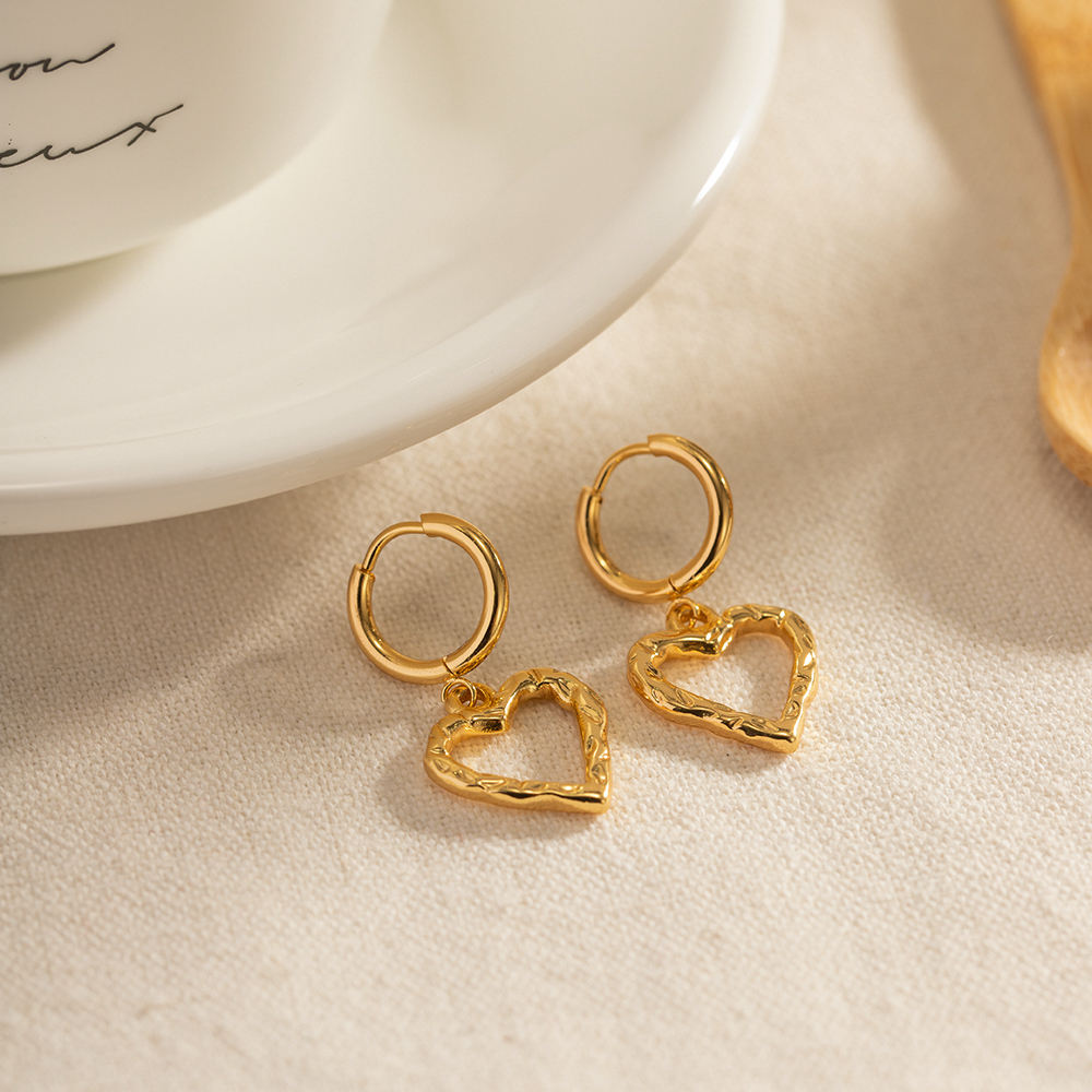 Golden Heart Hoops Ohrringe