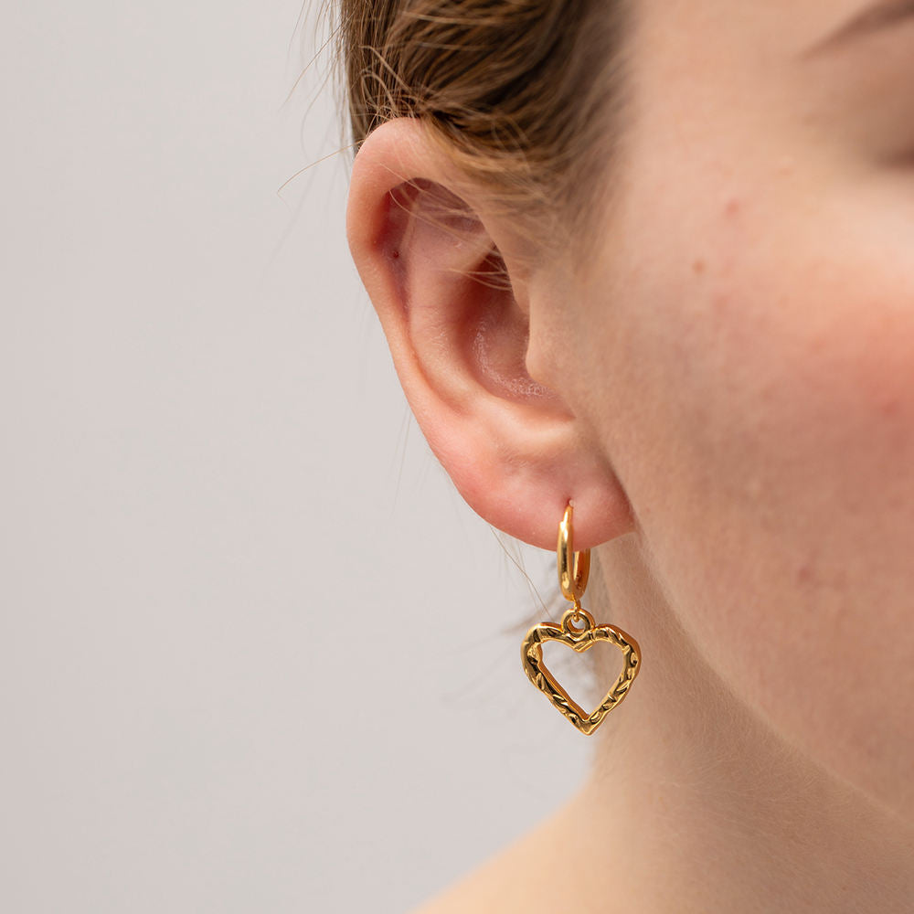 Golden Heart Hoops Ohrringe