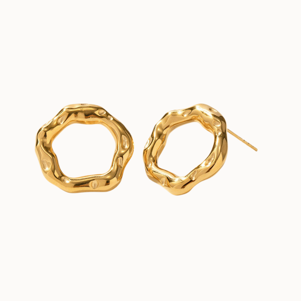 edelstahl ohrstecker wellenform vergoldet casual chic