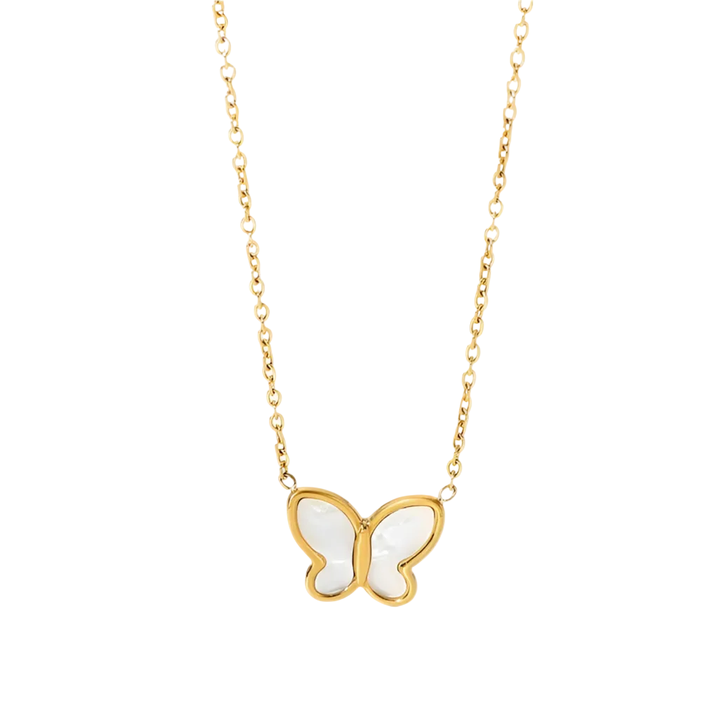 lumi butterfly halskette emaille schmetterling gold edelstahl