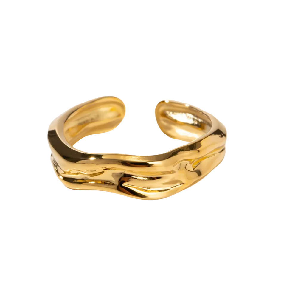 wavy shine goldener ring wellenstruktur edelstahl