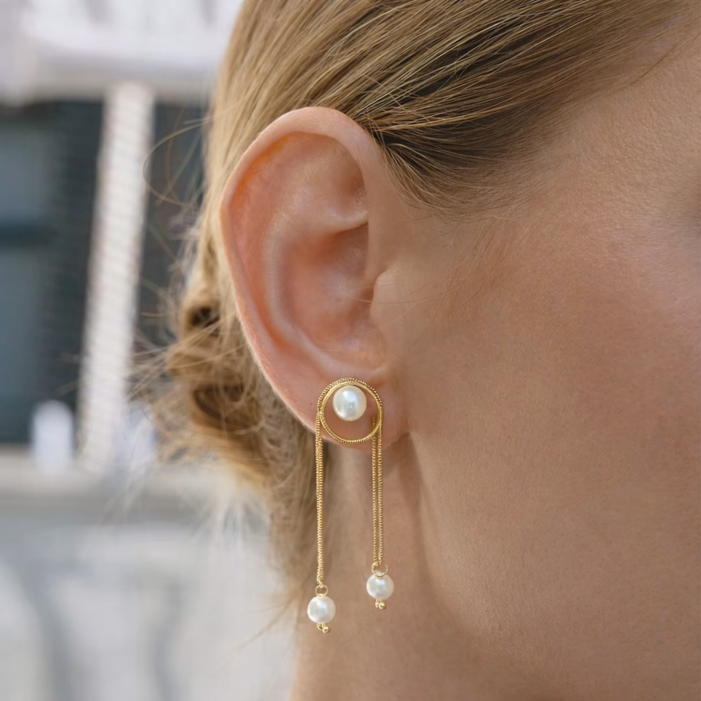 modern pearl statement ohrringe detail perlen