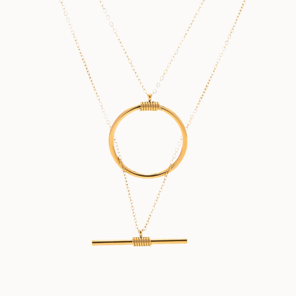 Circle & Bar Layered Kette