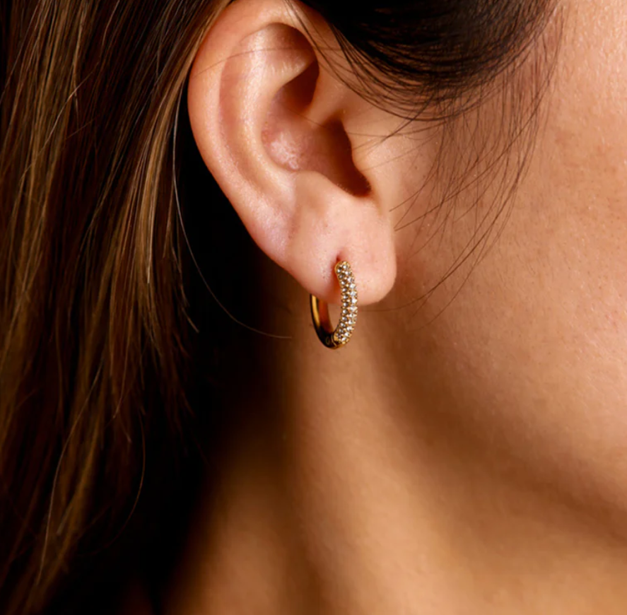 glow dot hoops creolen zirkonia gold 18k vergoldet wasserfest