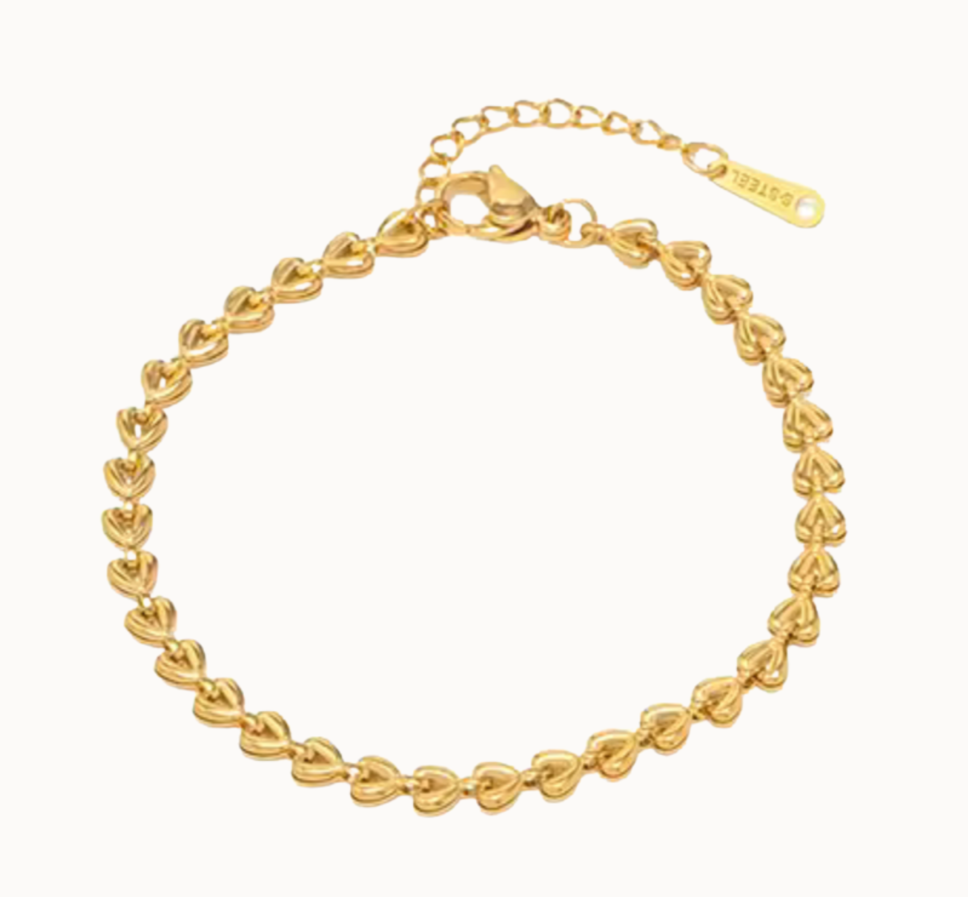 modern heart link bracelet vergoldetes edelstahl