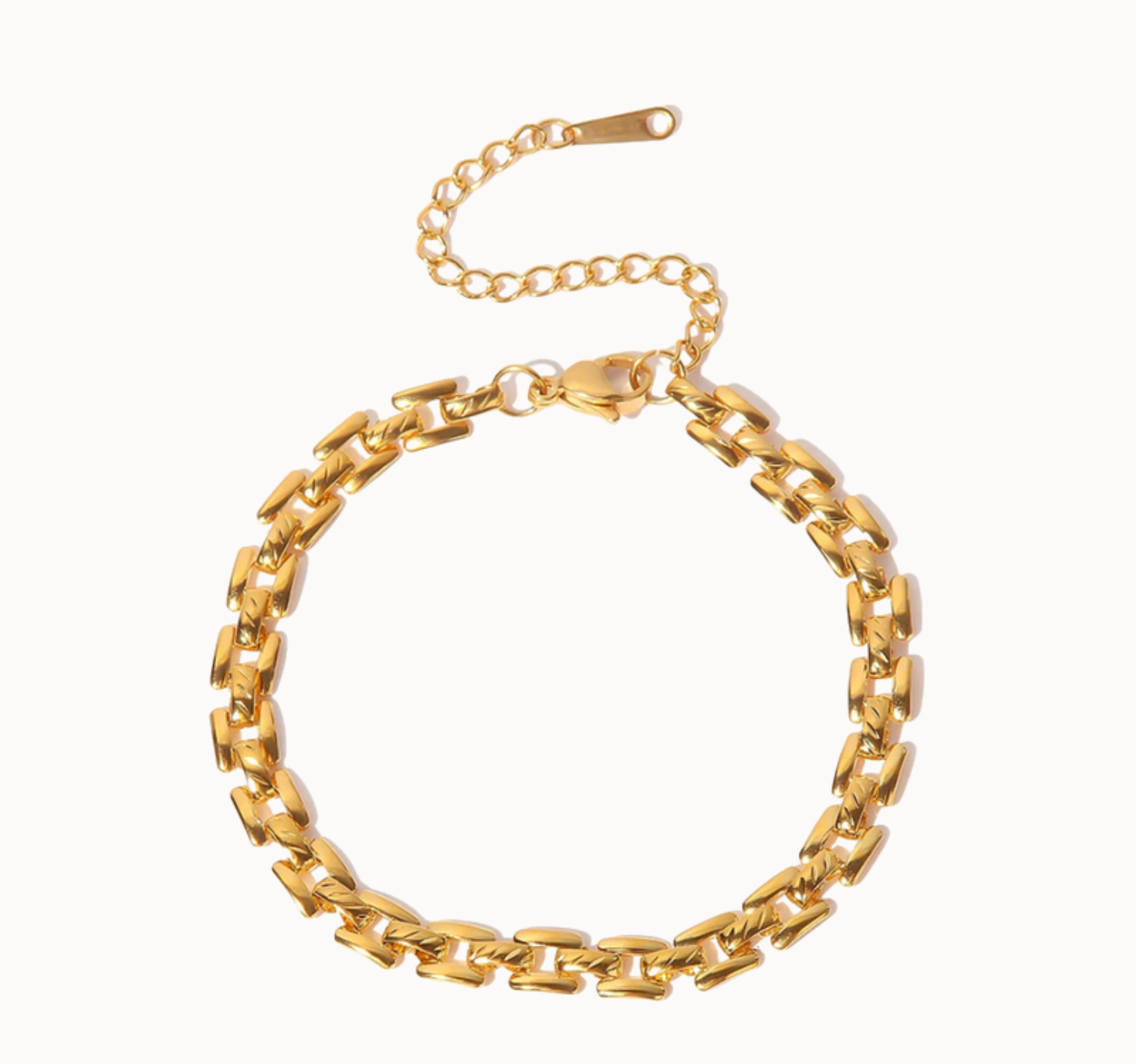 modern link bracelet gold stainless steel clasp