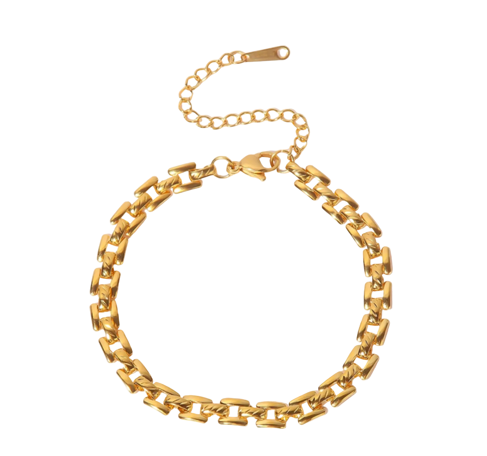 modern link bracelet gold stainless steel clasp