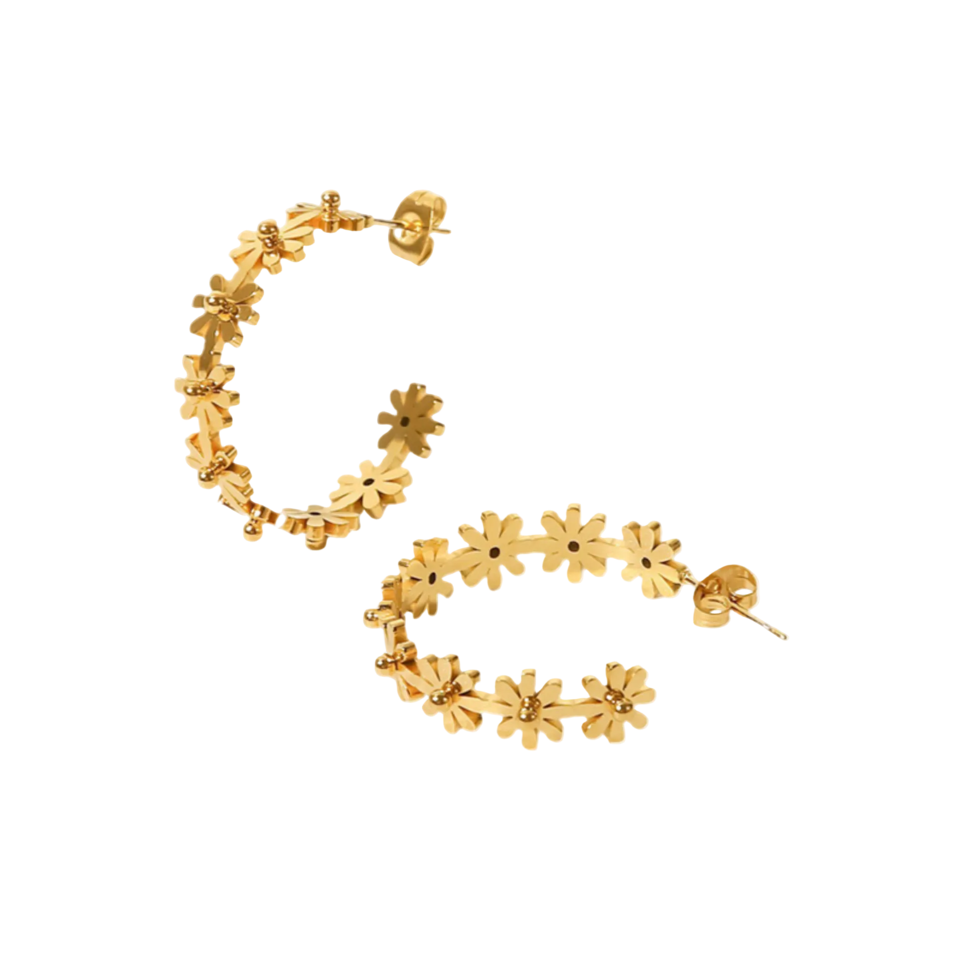 daisy chic creolen gold edelstahl blueten