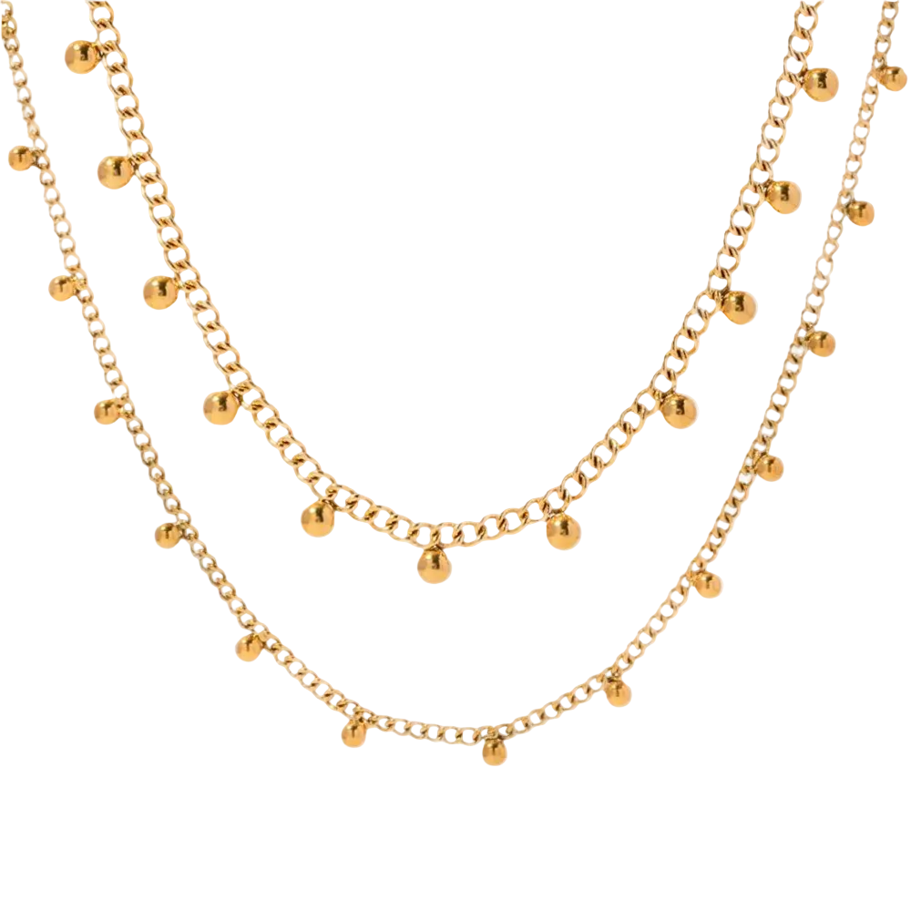 golden beads kette goldkette perlchen edelstahl fein