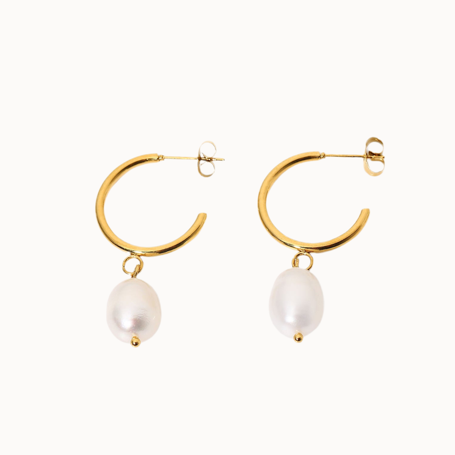 Modern Pearl Hoop Ohrringe