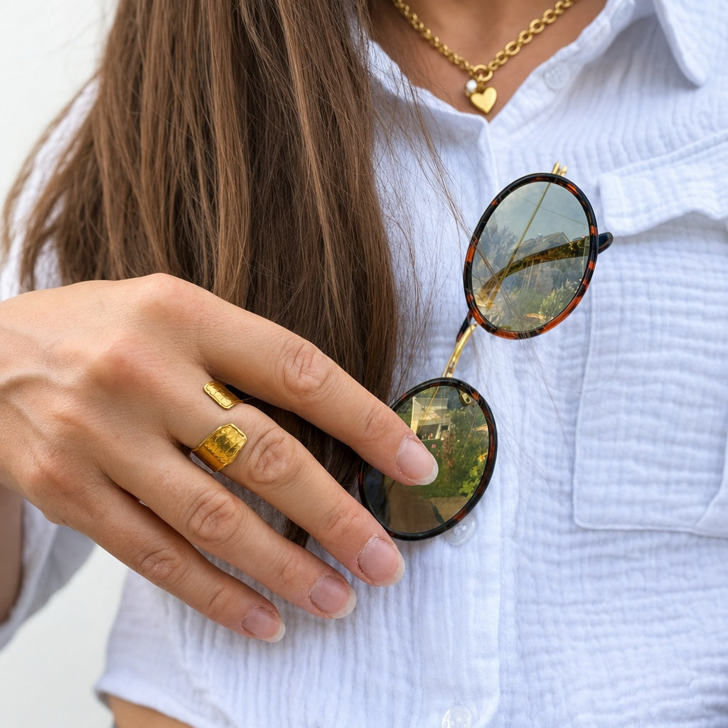 Wide Wave Texture Ring
