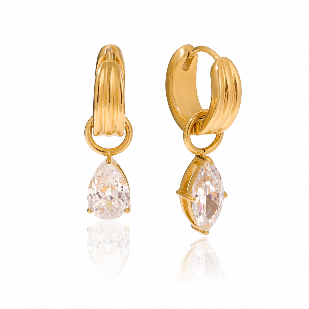 crystal drop creolen gold edelstahl wasserfest