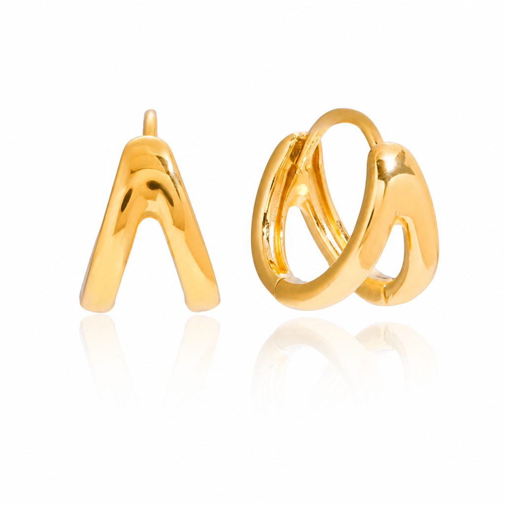 wave hoops gold edelstahl wasserfest
