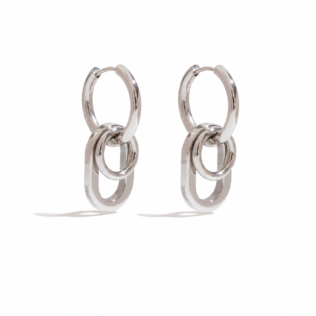 double hoop earring silber edelstahl wasserfest