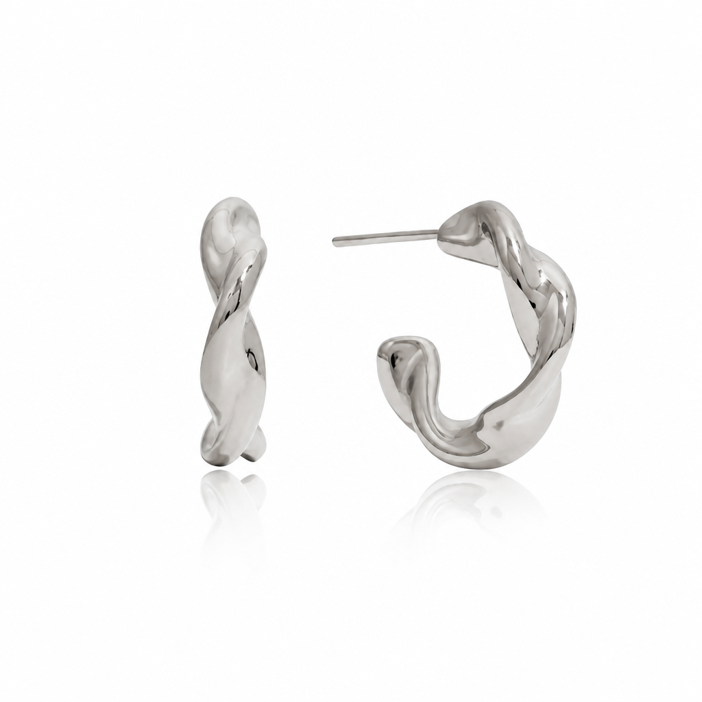 spiral twist creoles silver edelstahl wasserfest
