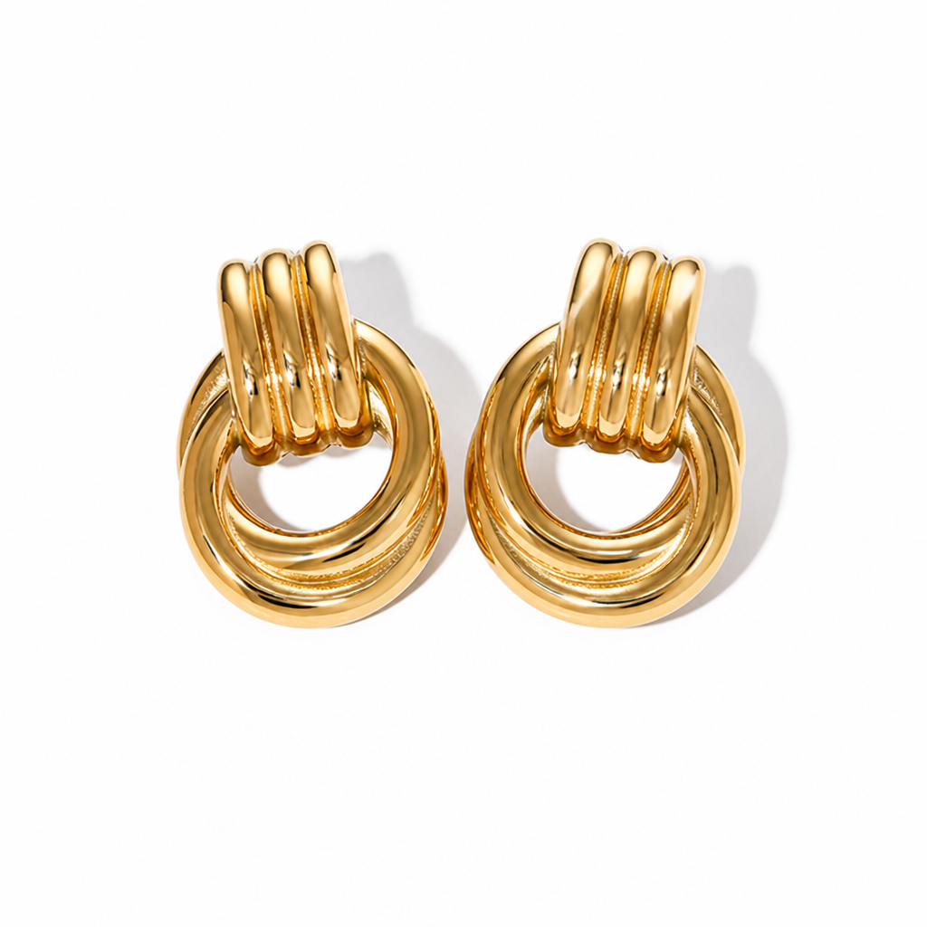 stacked circle creoles gold edelstahl wasserfest