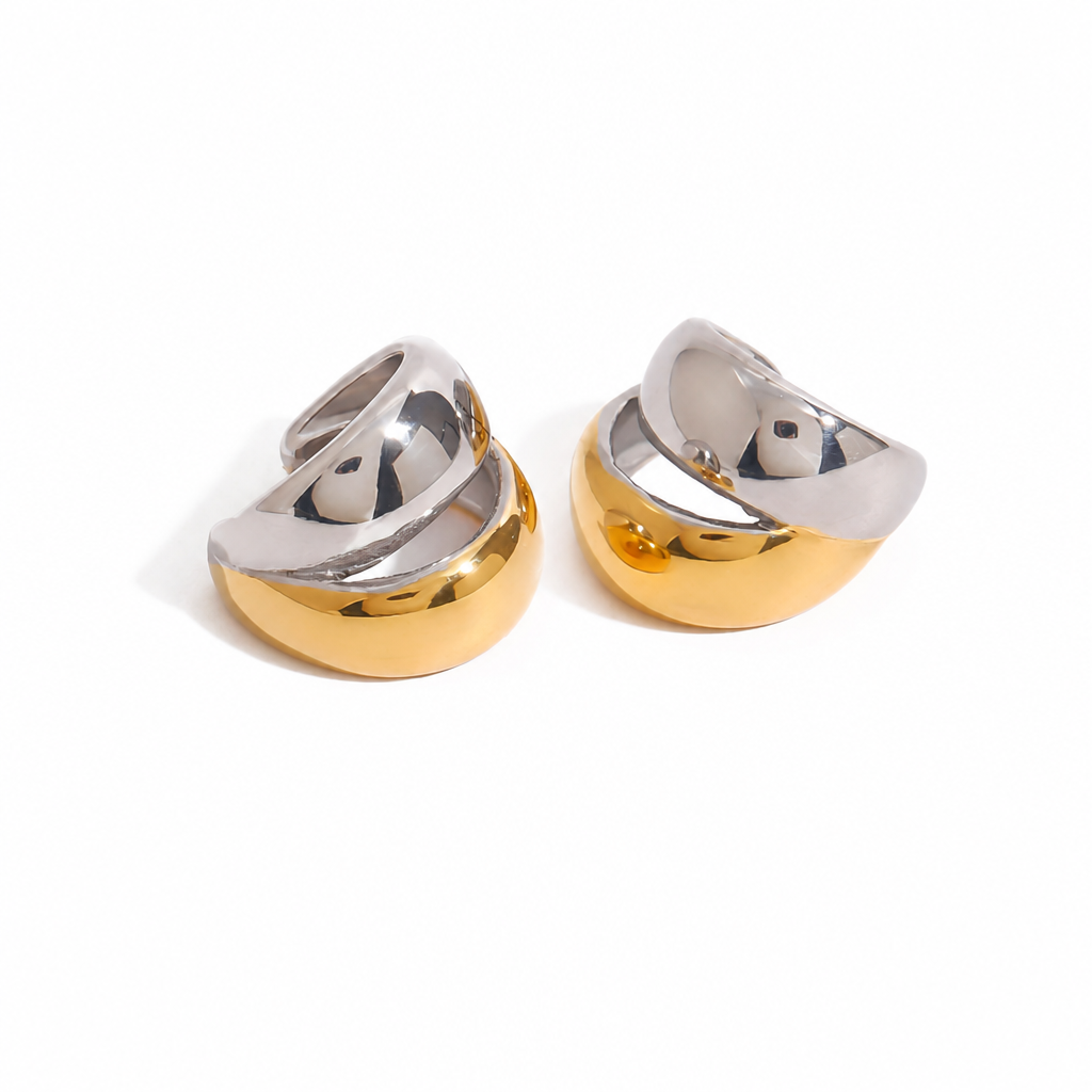 twist wave creolen bicolor gold silber edelstahl wasserfest