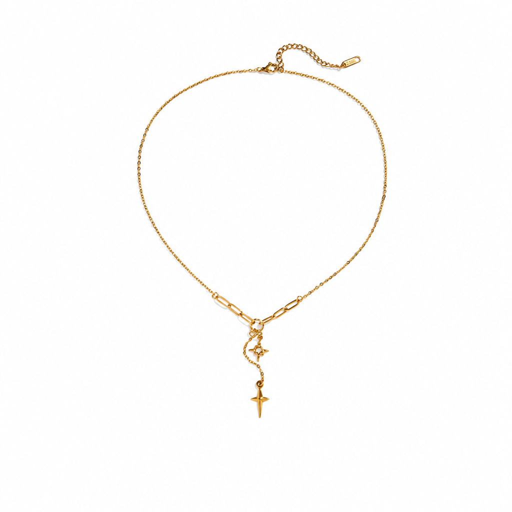 golden star necklace kette gold edelstahl verlängerung wasserfest