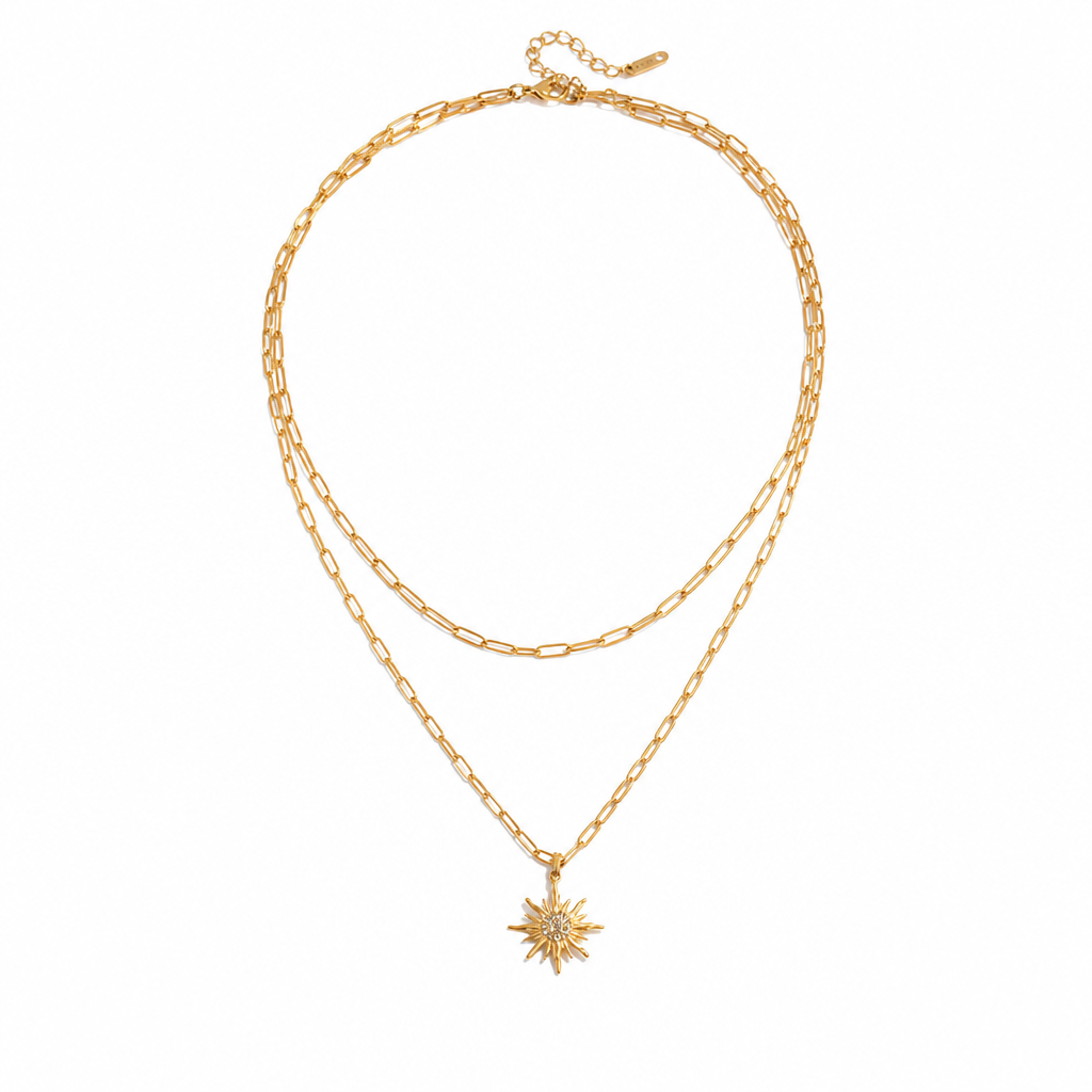 star gleam necklace gold doppelkette pendant wasserfest edelstahl