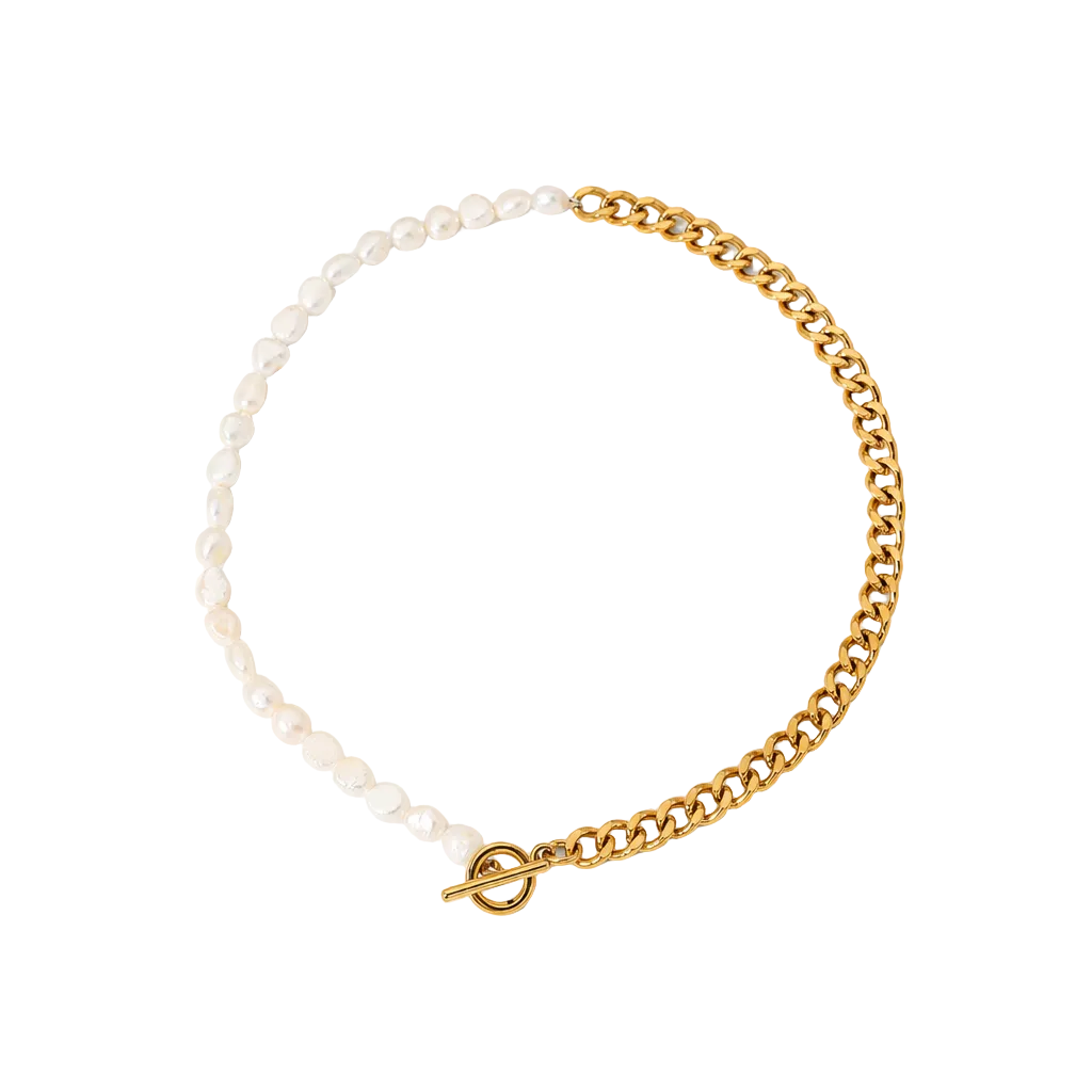 pearl layering necklace gold edelstahl wasserfest perlenkette