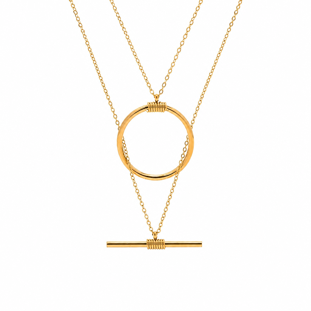 Circle & Bar Layered Kette