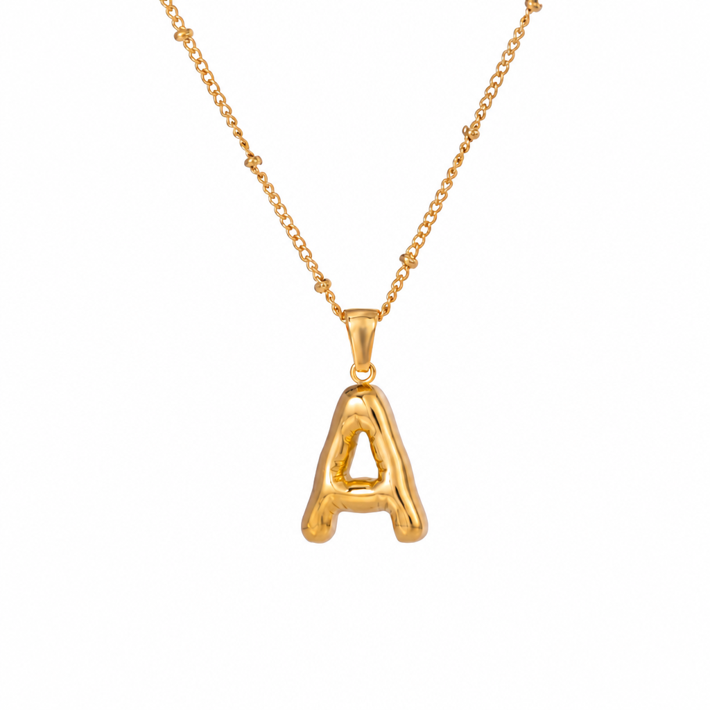 letter charm necklace buchstabe a gold edelstahl wasserfest