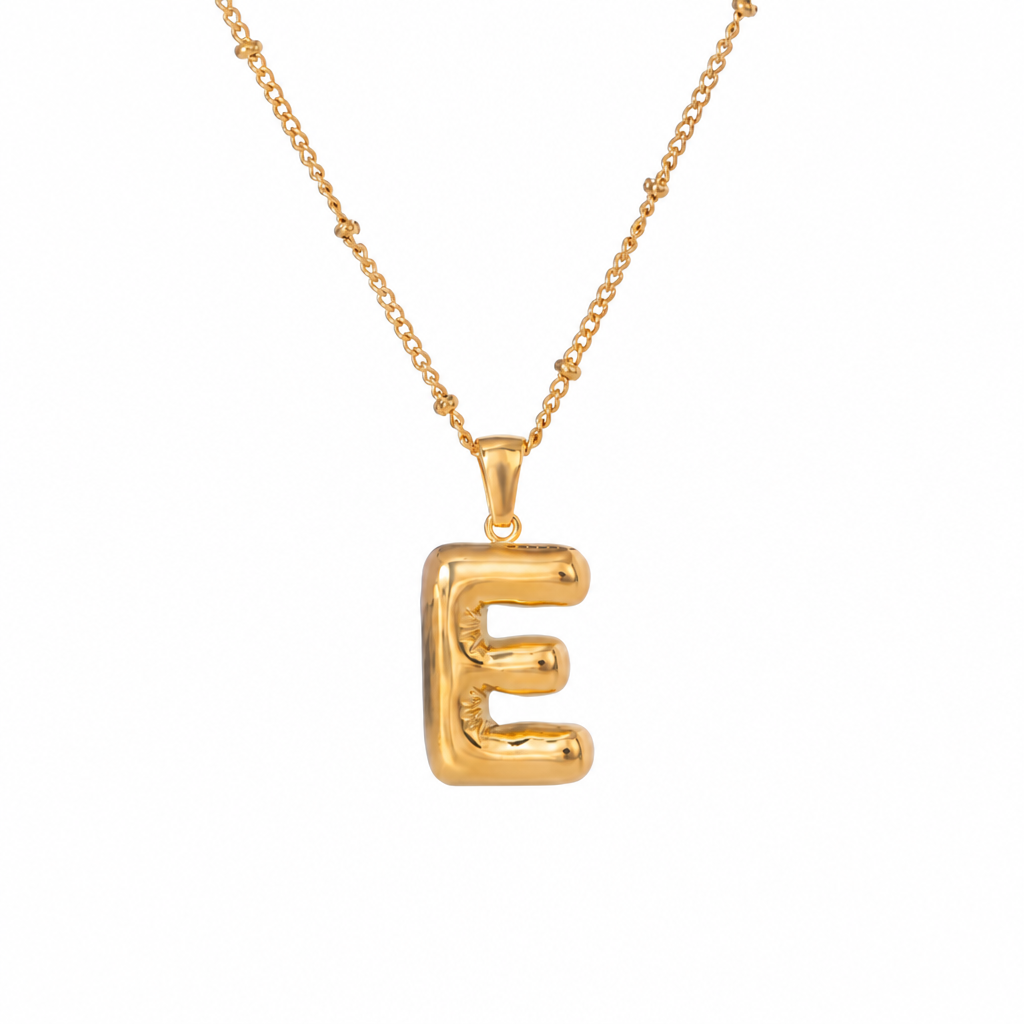letter charm necklace buchstabe e gold edelstahl wasserfest