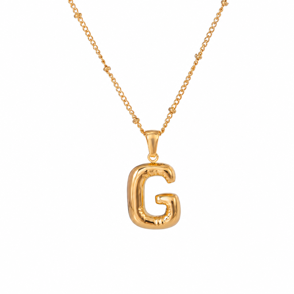 letter charm necklace buchstabe g gold edelstahl wasserfest