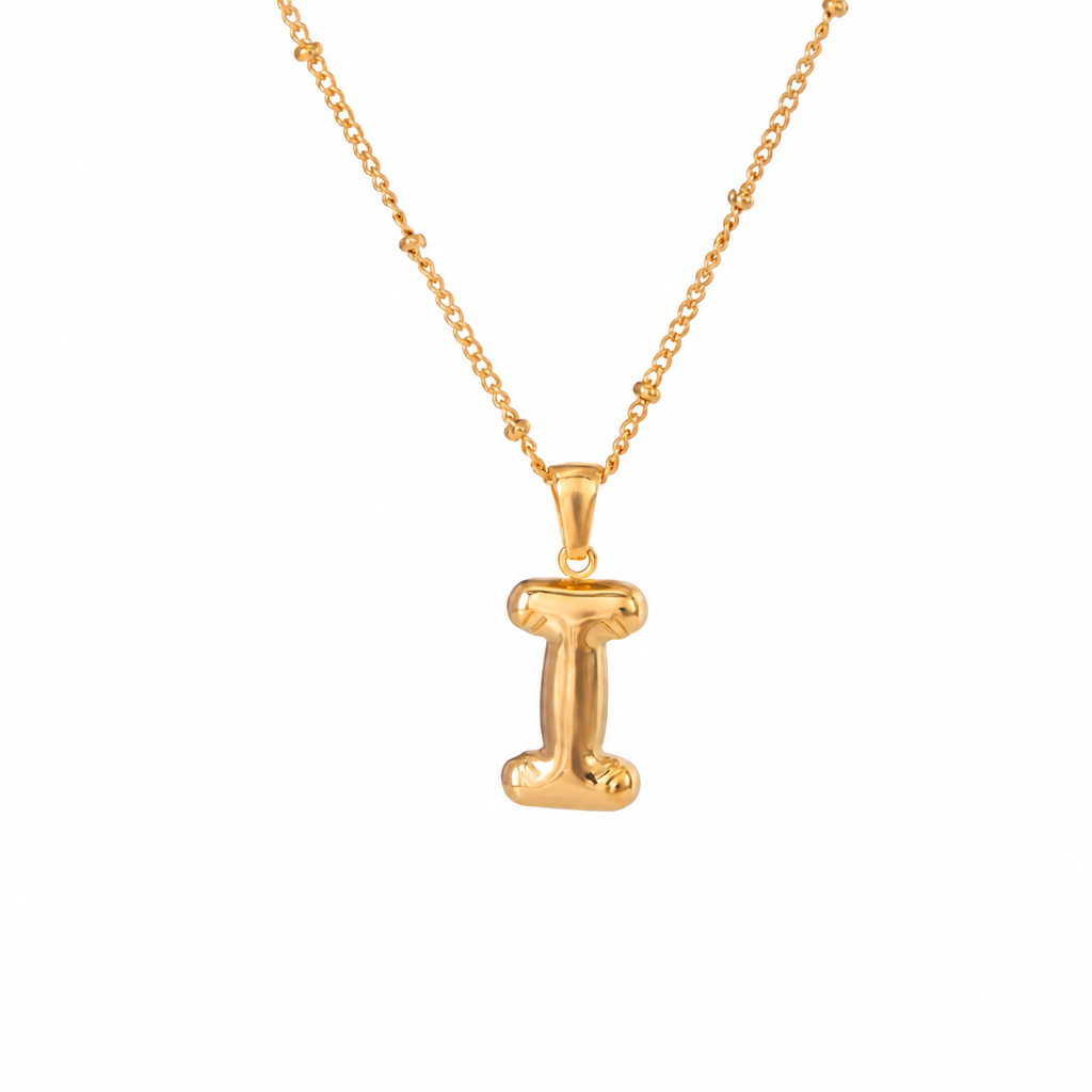 letter charm necklace buchstabe i gold edelstahl wasserfest