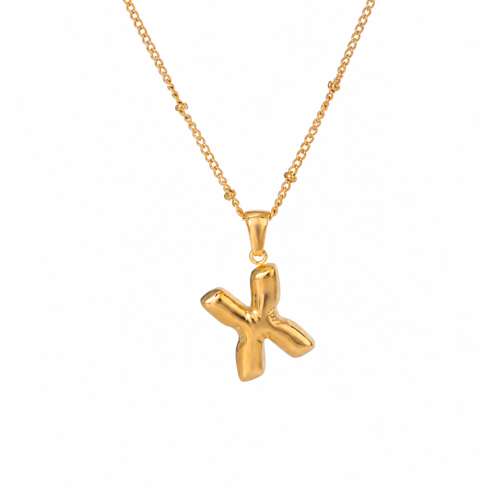 letter charm necklace buchstabe x gold edelstahl wasserfest