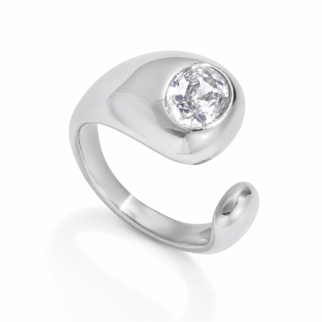 bold curve ring silber edelstahl verstellbar wasserfest
