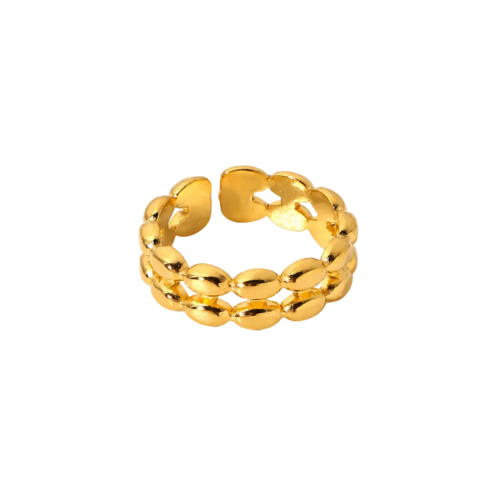 chain link ring kettenglieder gold edelstahl wasserfest breit