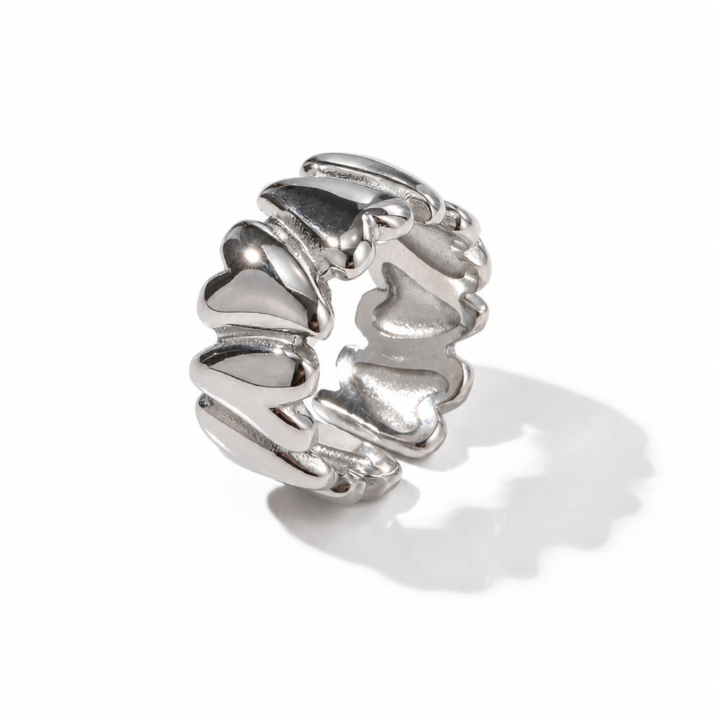 stacked geometry ring silber edelstahl verstellbar layering