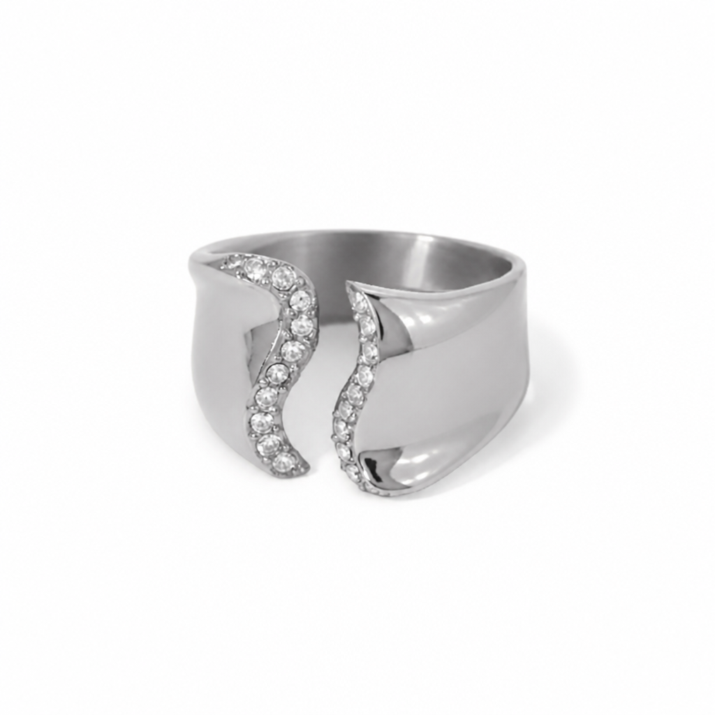 twisted cz ring silber edelstahl zirkonia sparkle wasserfest
