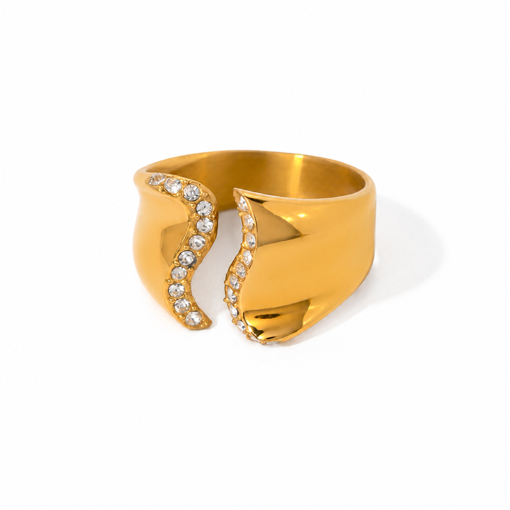 twisted cz ring gold edelstahl wasserfest
