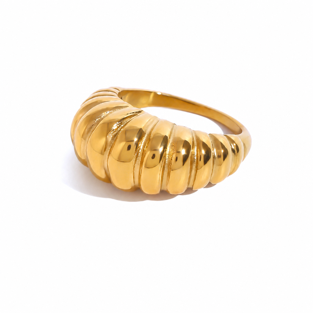 sculptural dome ring gold edelstahl wasserfest struktur modern