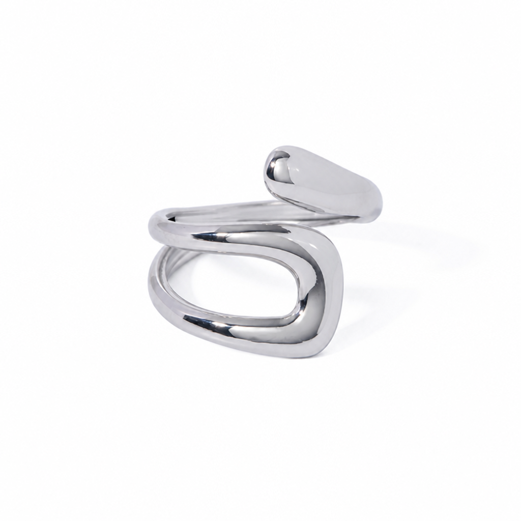 silver wave ring edelstahl wasserfest verstellbar