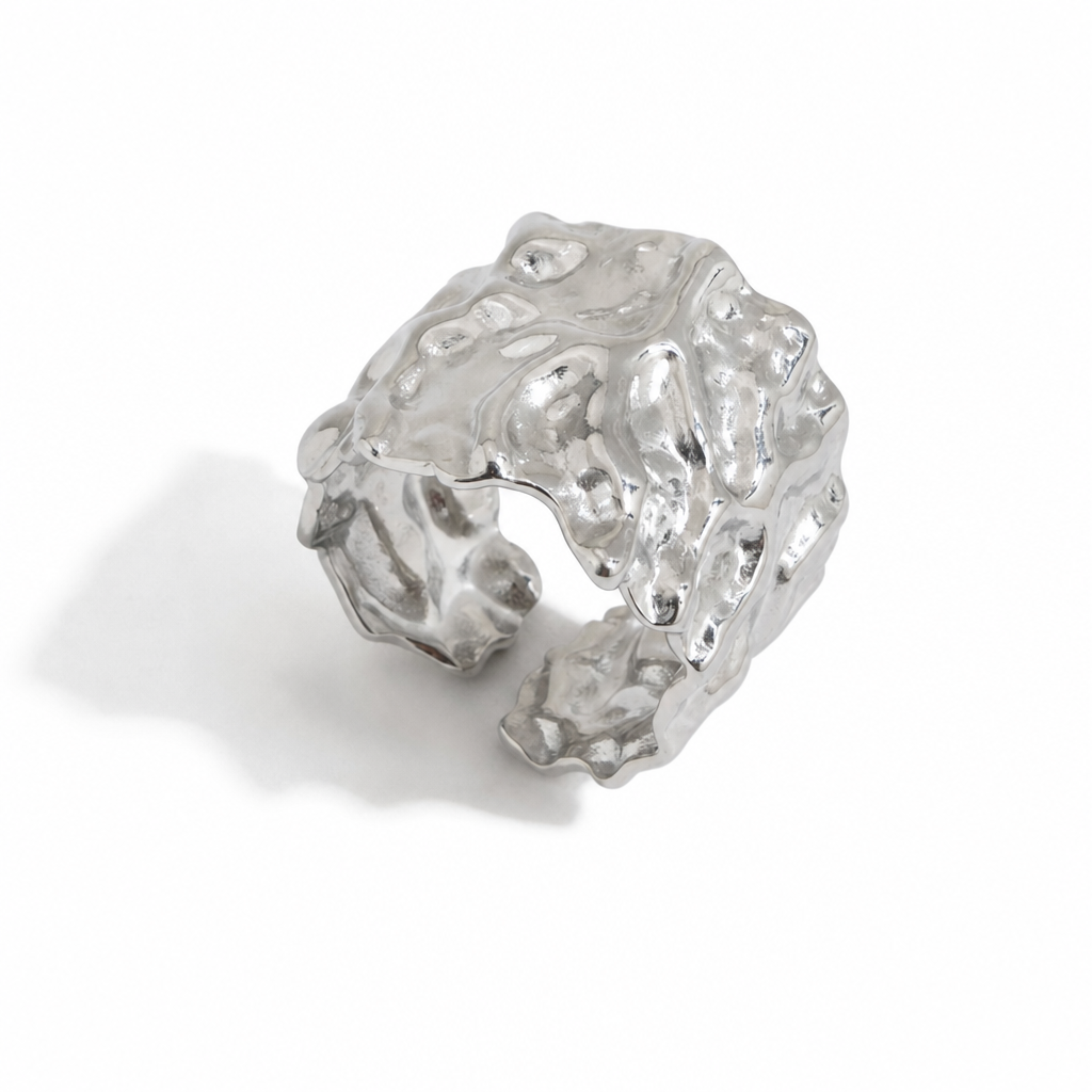 stone texture ring silber edelstahl strukturiert