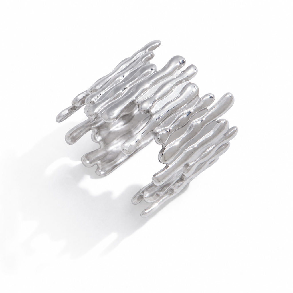 bamboo lines ring silber edelstahl wasserfest