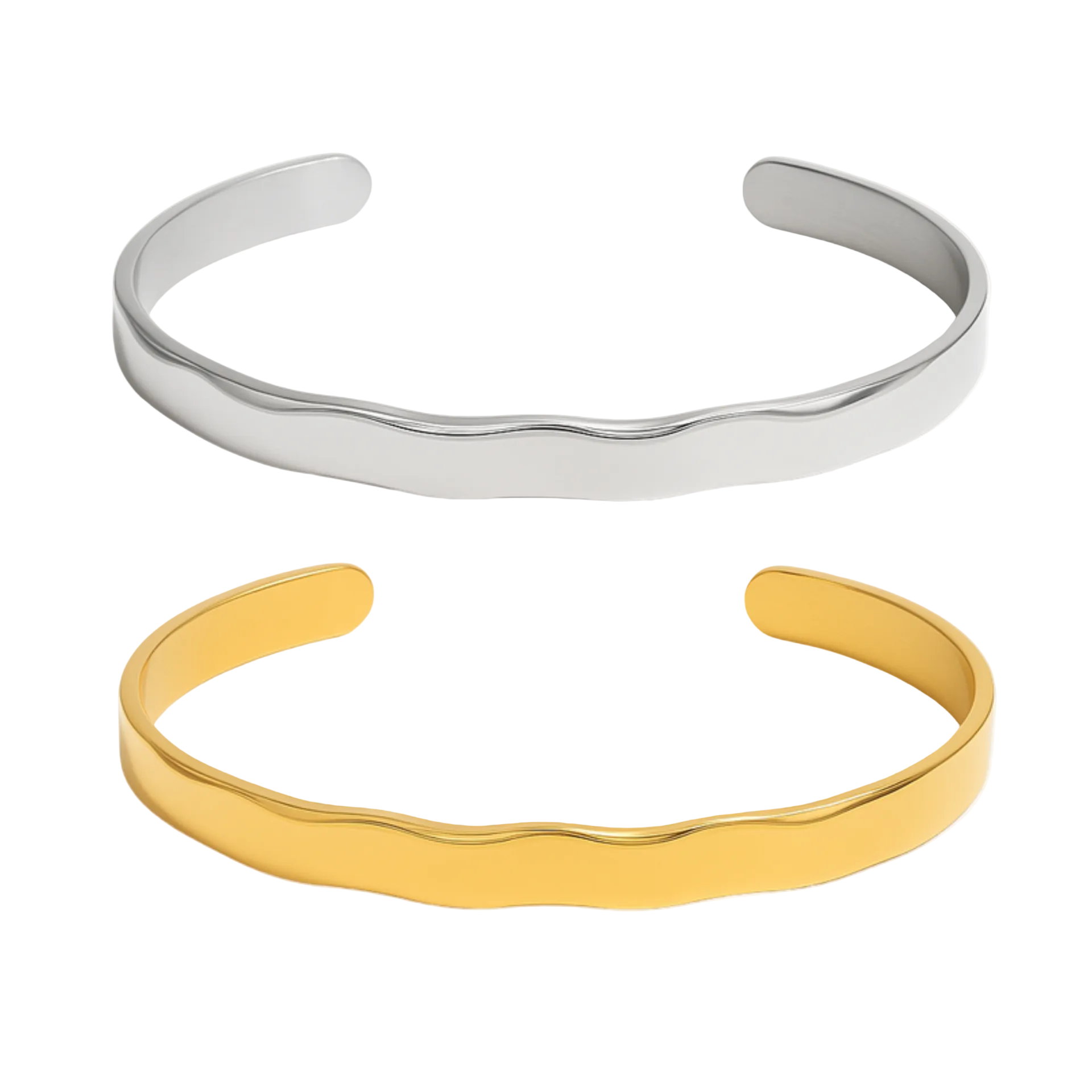 wave cuff armreif breit gold edelstahl vergoldet