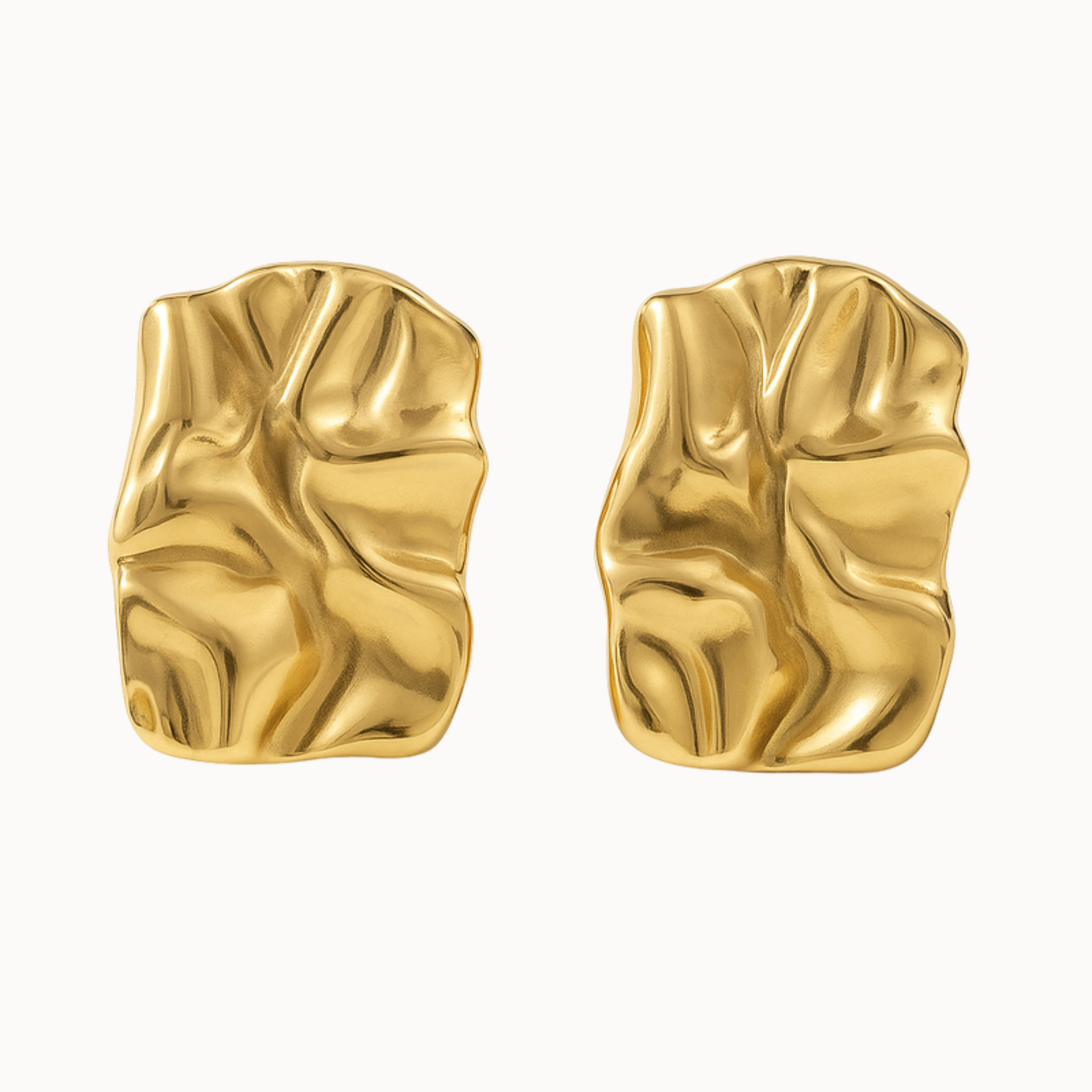 modern wave creolen ohrstecker gold edelstahl ansicht
