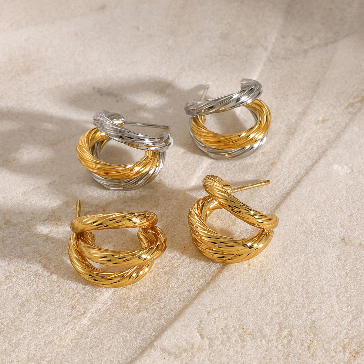 moderne fusion ohrringe edelstahl 18k vergoldet