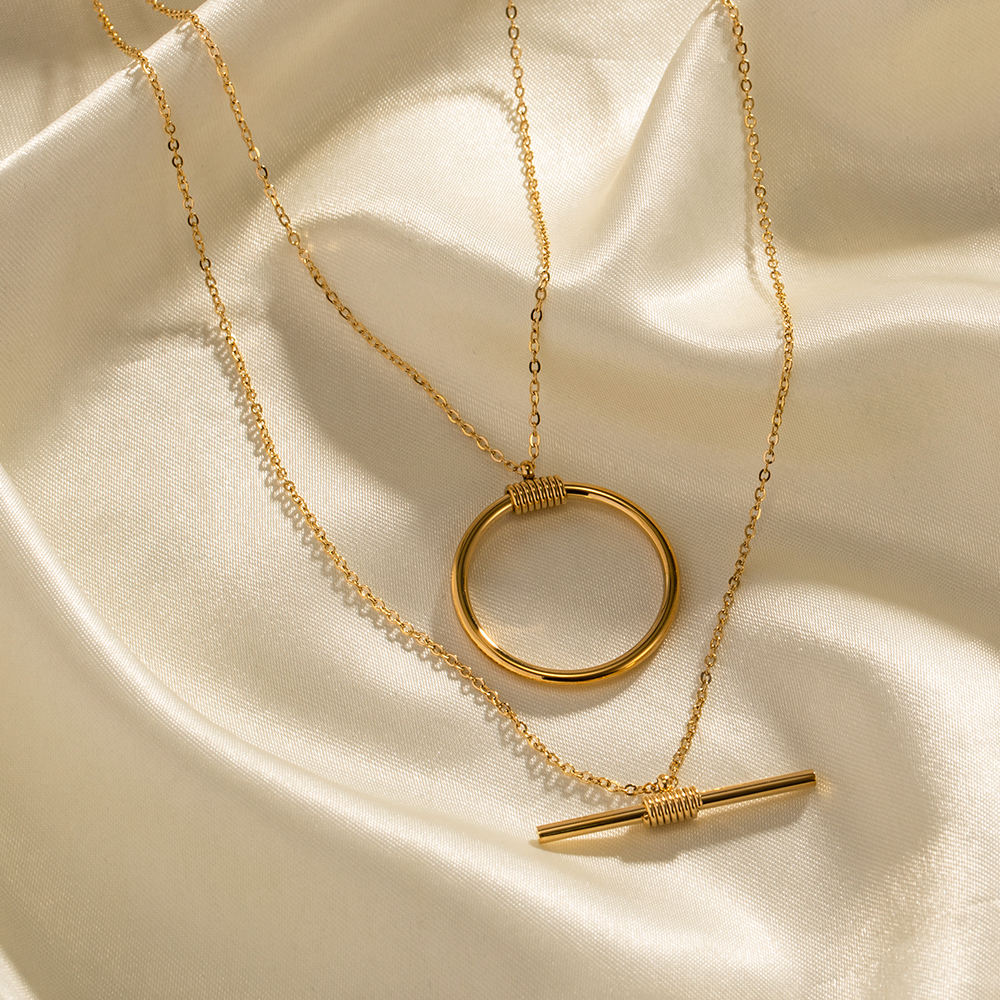 Circle & Bar Layered Kette