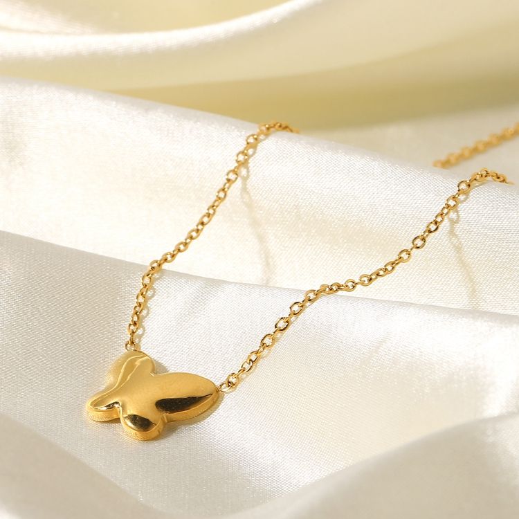 schmetterlings anhänger 18k vergoldet edelstahl halskette